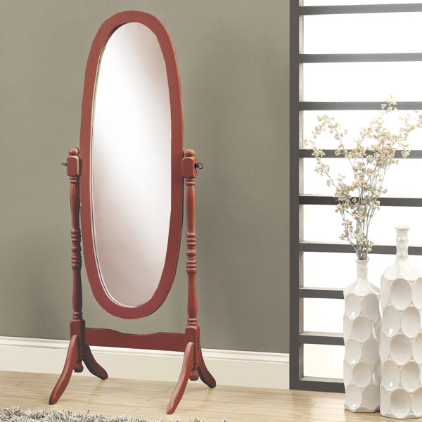Oval Wood Frame Standing Mirror 